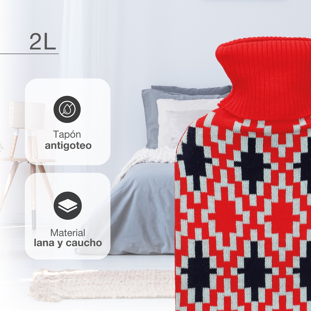 Bolsa de agua caliente 2L Rombo rojo