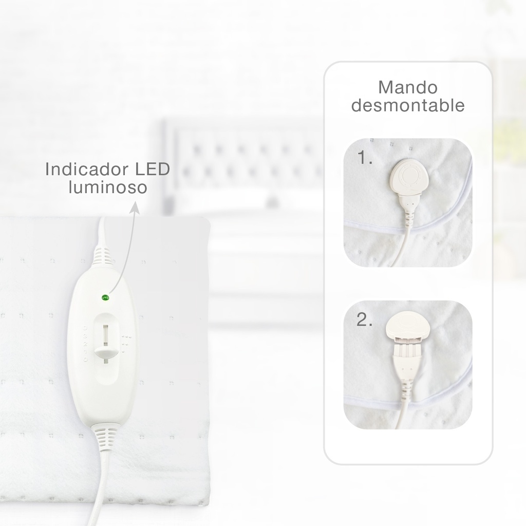 Calentador de cama eléctrico sencillo 150x80cm 60W Blanco