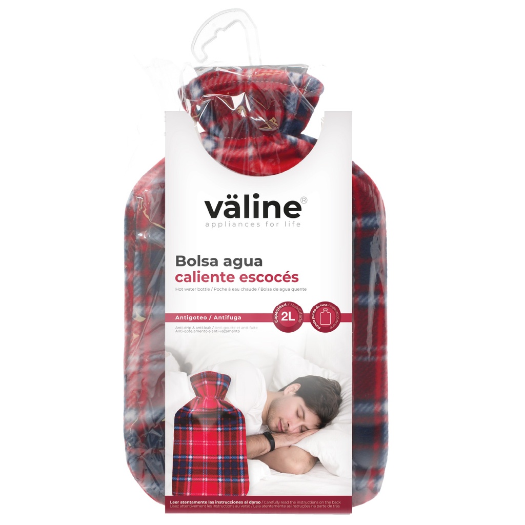 Bolsa de agua caliente 2L Cuadro escocés rojo