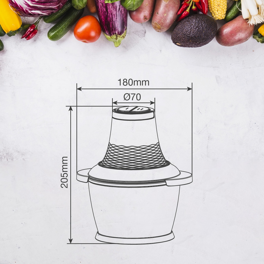 Picadora con recipiente de cristal Boali 1L 300W